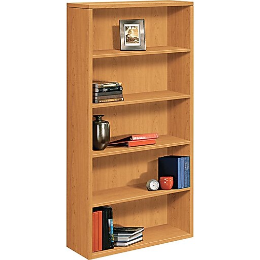 HON® 10500 Series 5Shelf Bookcase, 71"H x 36"W x 13 1/8"D, Harvest