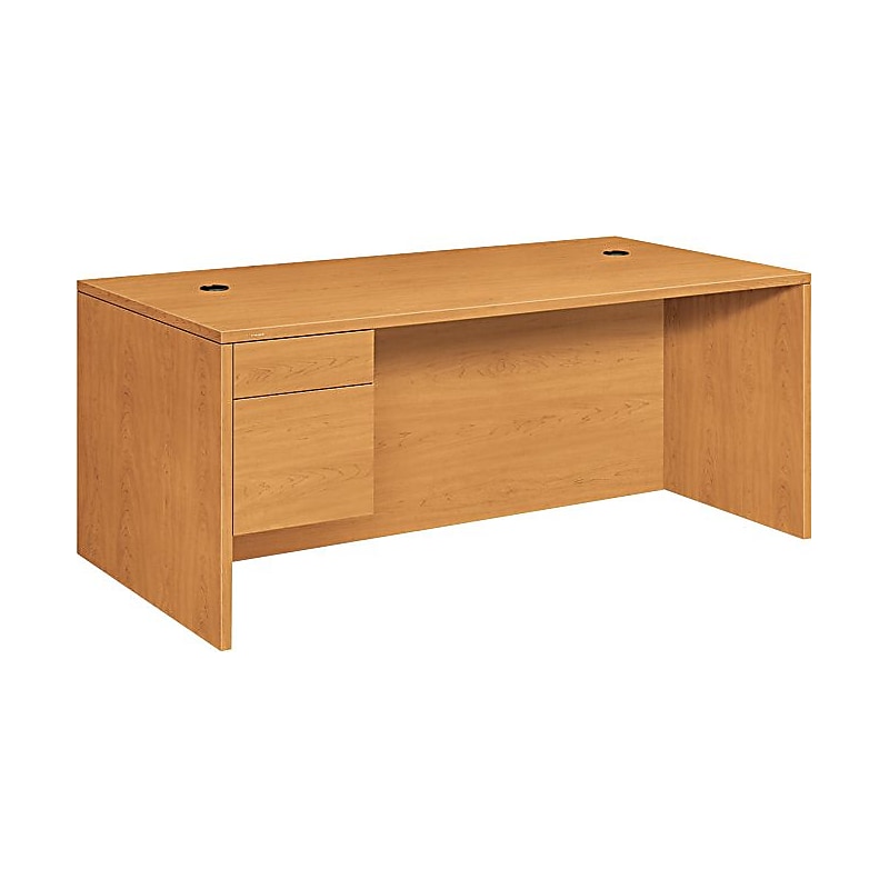 HON 10500 Series Left Pedestal Desk 72"W, Harvest, 29 1/2"H x 72"W x 36"D image 1