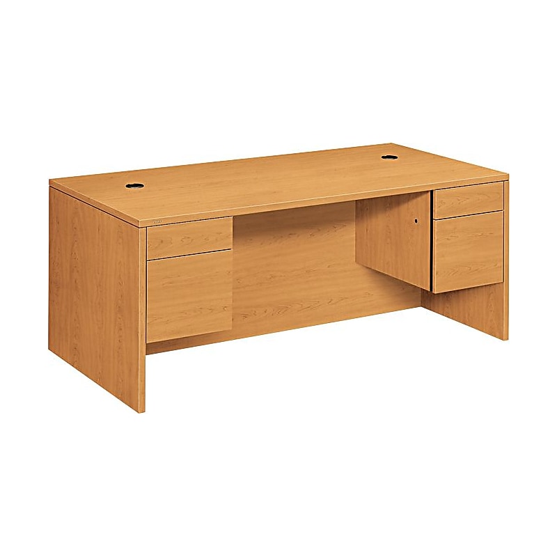 HON 10500 Series Double Pedestal Rectangle Desk, Harvest, 29-1/2"H x 72"W x 36"D image 1