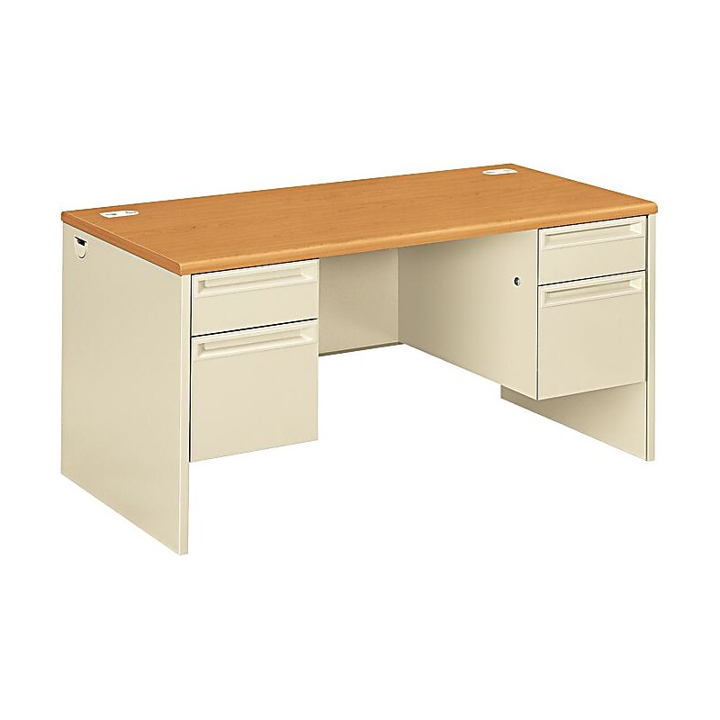 HON 38000 Series 60"W Double Pedestal Desk, Harvest (HON38155CL) image 1