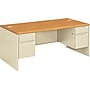 HON 38000 Series 72"W Double Pedestal Desk, Harvest Oak/Putty (HON38180CL)~#|#~s0386264_sc7