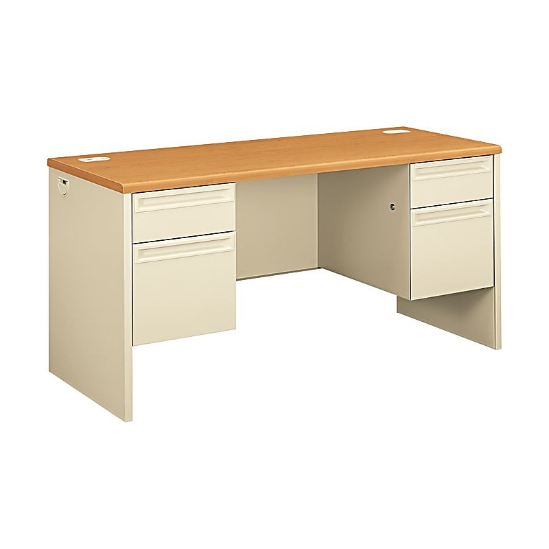 HON 38000 Series 60"W Kneespace Credenza with Locks, Harvest/Putty (H38852CL) image 1