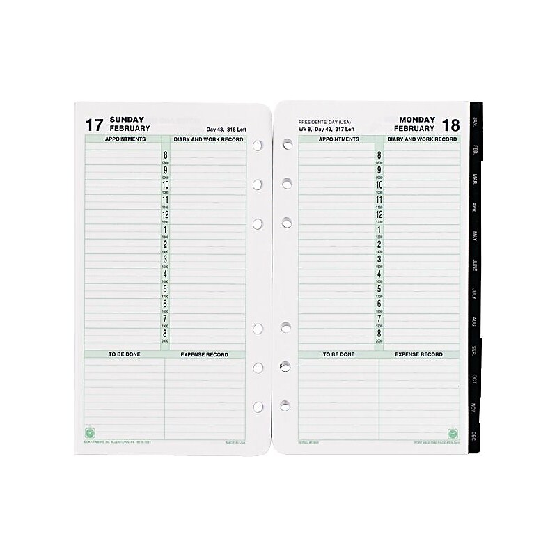 2012 Day-Timer® Refill Pages, 1 Page-Per-Day, Portable Size, 3 3/4" x 6 3/4" image 1