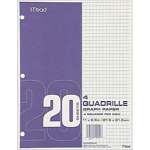 Mead graph paper 8 1 2 x 11 quadrille ruled 20 sheet pk at staples