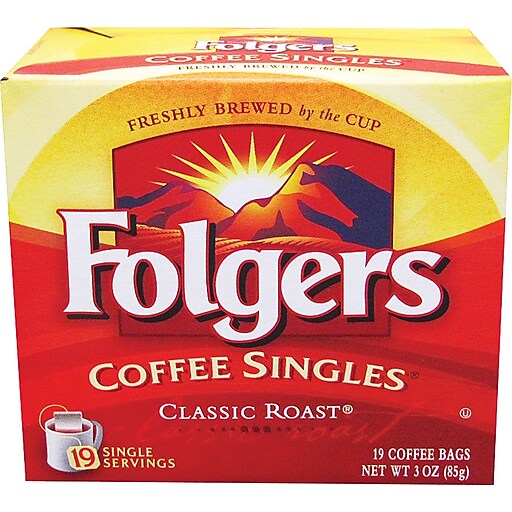Folgers® Classic Roast Ground Coffee Singles, Regular, 3 oz., 19