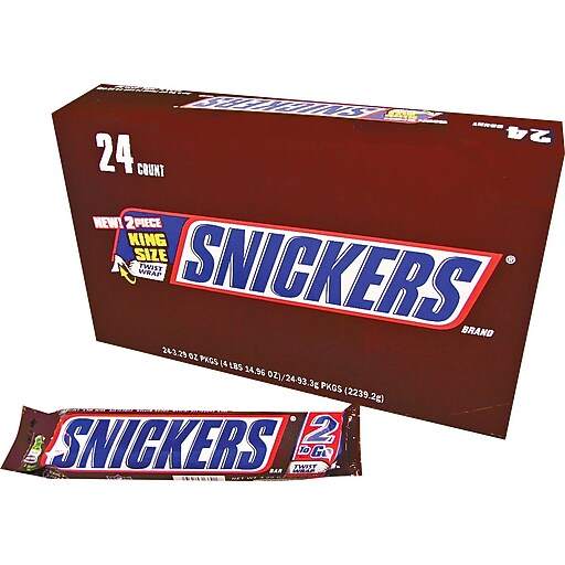 Snickers® Candy Bar King Size, 3.29 oz. Bars, 24 Bars/Box Staples