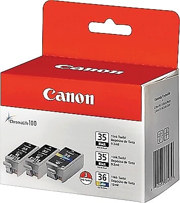 Canon 35/36 Black and Color Standard yield Ink Cartridge, 3/Pack   (1509B007) Sansujyuku sansujyuku.com