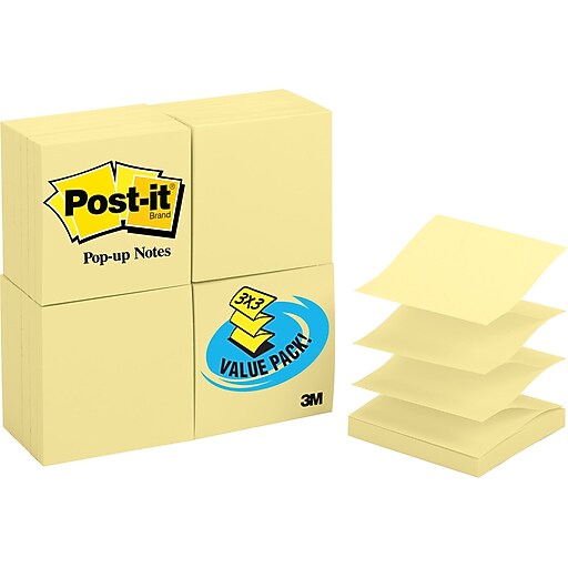 Postit® Popup Notes, 3" x 3", Canary Yellow (R33024VAD) at Staples