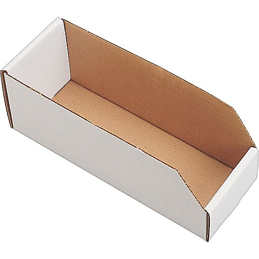 12 (L) x 2 (W) x 4.5 (H)" Open Top Bin Boxes, White, 50/Bundle (337