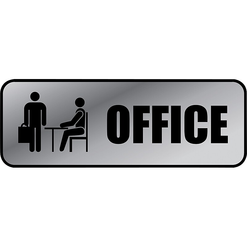 Marking Products, Inc., Brushed Metal Policy Signs, "Office", 3" x 9" image 1