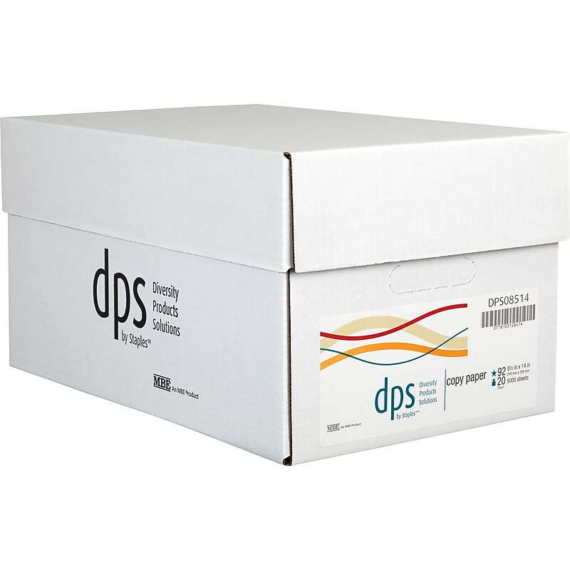 DPS by Staples Multiuse Paper, 20lb., 92 Bright, 8 1/2" x 14", 5,000/Case (DPS08514) image 1