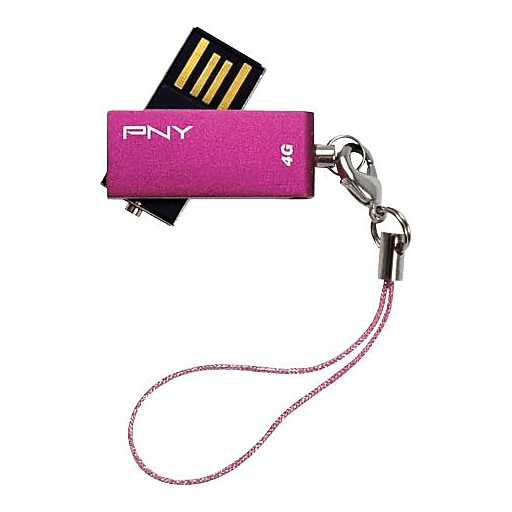 Shop Staples for PNY 4GB Micro Swivel Attache USB Flash Drive (Pink)