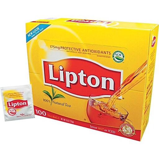 Lipton® Single Serve Tea Bags, Regular, 100 Tea Bag/Box Staples