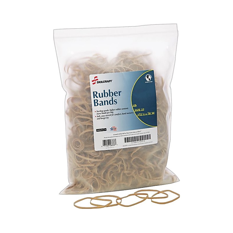 AbilityOne Multi-Purpose #33 Rubber Bands, 3.5" x 0.125", Natural (NSN5783513) image 1
