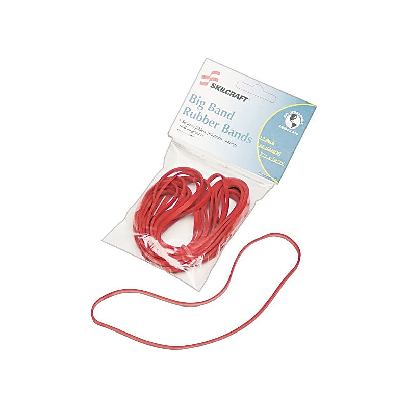 AbilityOne SKILCRAFT Multi-Purpose Rubber Bands, Red, 12/Pack (NSN5783516) image 1