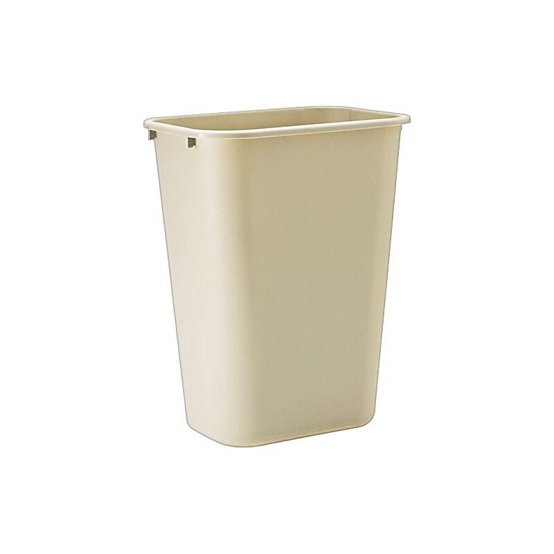 Rubbermaid Soft Molded Plastic Wastebasket, Rectangular, 10 1/4 Gallon, Beige, 19 7/8"H x 15 1/4"W x 11"D image 1