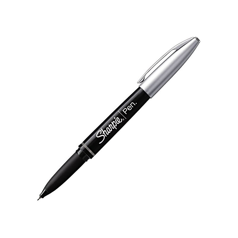 Sharpie Stick Grip Pen, Fine Point, 0.8mm, Black Ink, 12/Pack (1758055) image 1