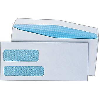 Universal #9 Gummed Double Window Business Envelopes, 3 7/8" x 8 7/8", White, 500/Box (UNV36301)