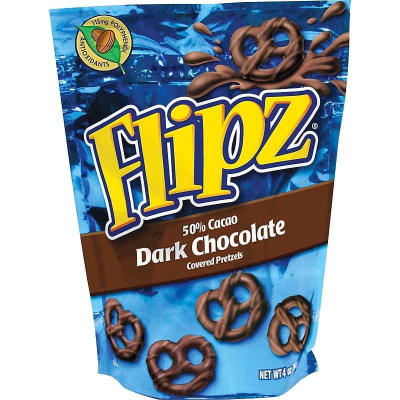 Flipz Dark Chocolate Covered Pretzels Twists, 6 Bags/Box (DCC428) image 1