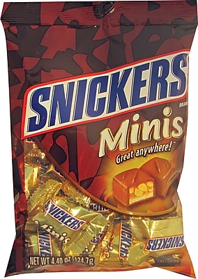 Snickers® Miniature Candy Bars Peg Bag, 4.4 oz. Bags, 12 Bags/Box ...