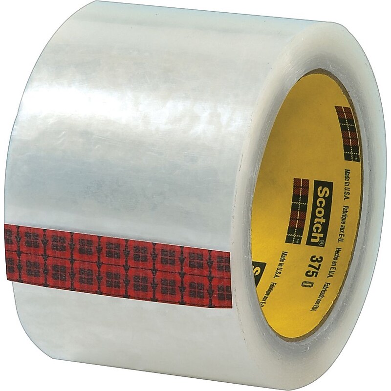 Scotch 375 Packing Tape, 3" x 55 yds., Clear, 24/Carton (T905375) image 1