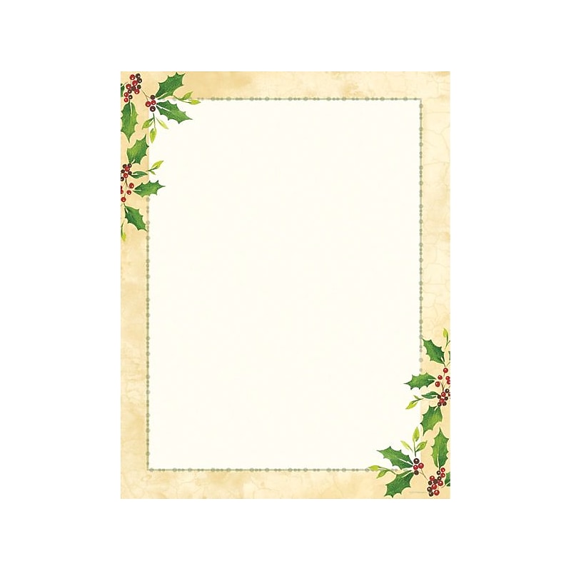 Great Papers! Holiday Stationery Falling Holly, 80/Pack (2015049) image 1
