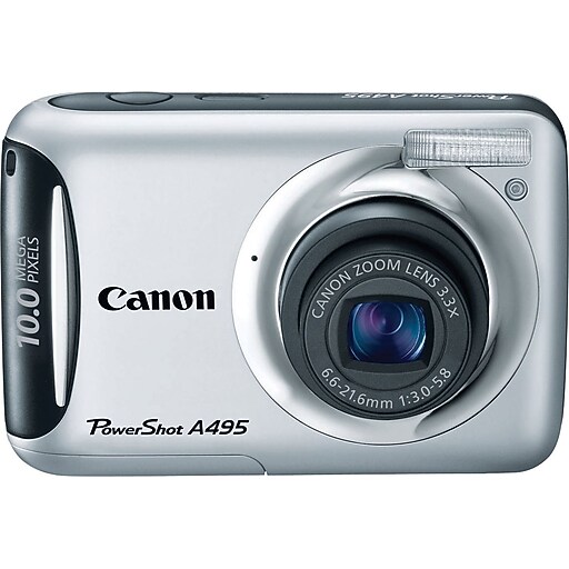 Canon PowerShot A495 シルバー 単3電池駆動 Canon PowerShot A495 Digital Camera, Silver | Staples