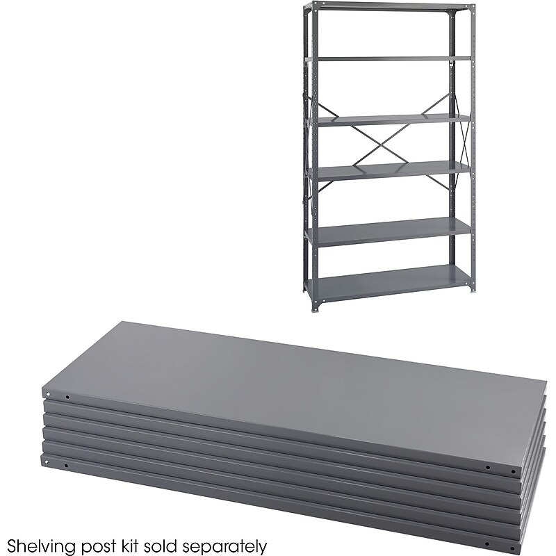 Safco Industrial 5-Shelf Powder-Coated Steel Mounted, 48", Gray (6253) image 1