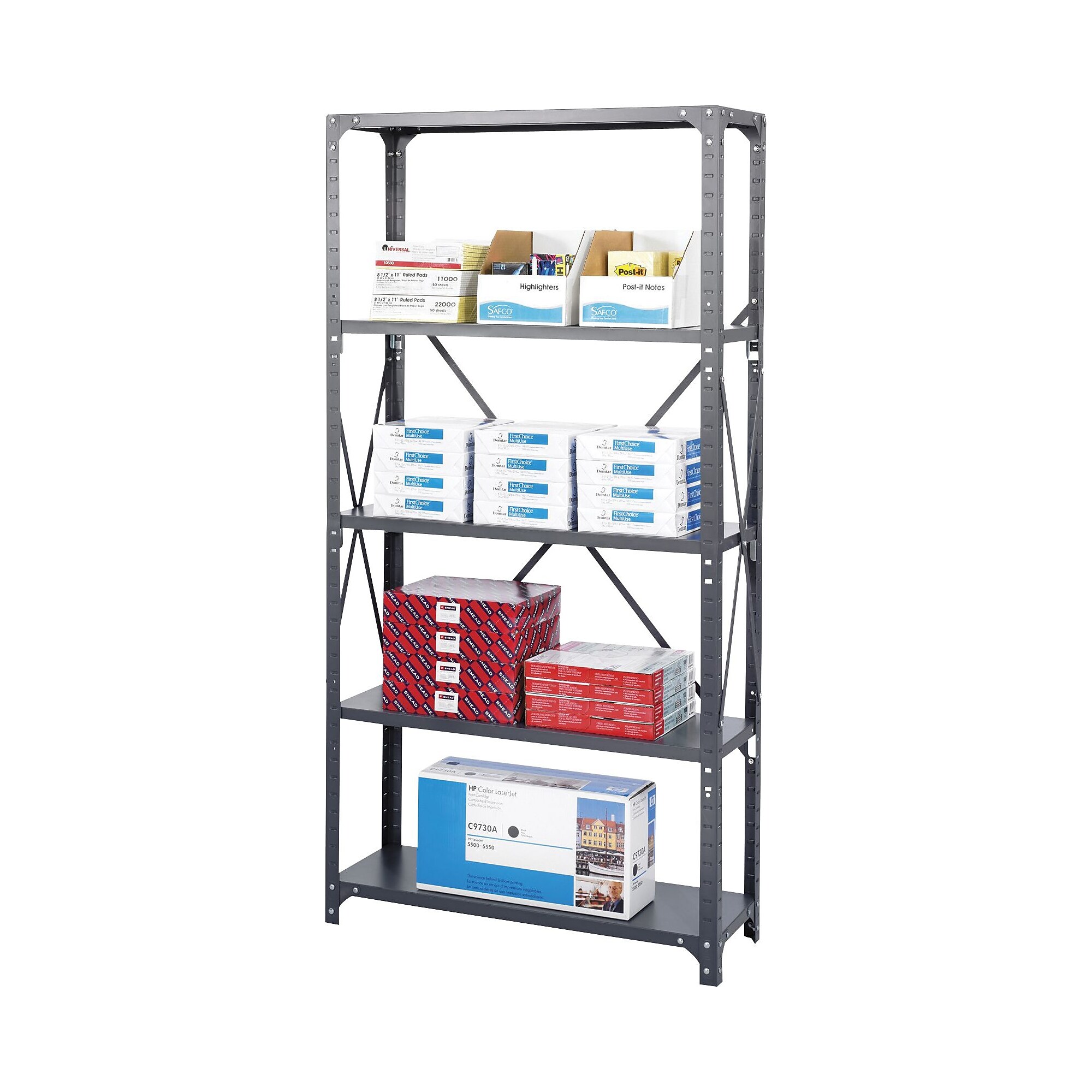 Safco Commercial 4-Shelf Metal Unit, 36″, Gray (6267) Simolary simolary.com