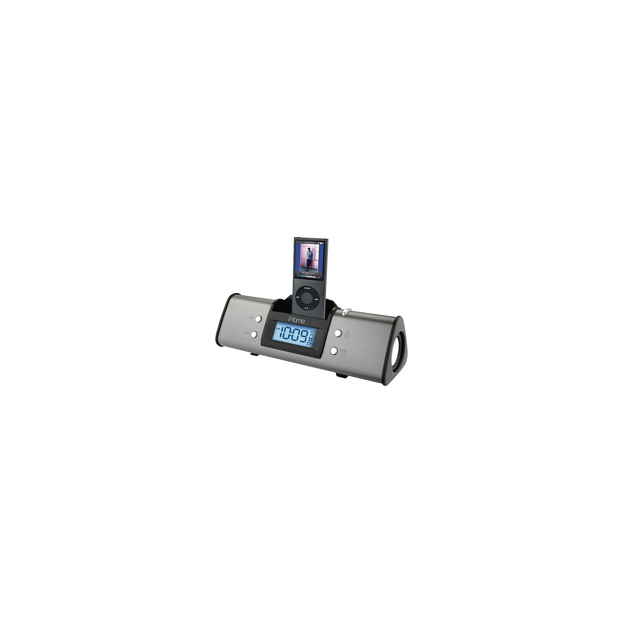 iHome iH16G Travel Alarm Clock/Speaker System for iPod, Gray Sansujyuku sansujyuku.com