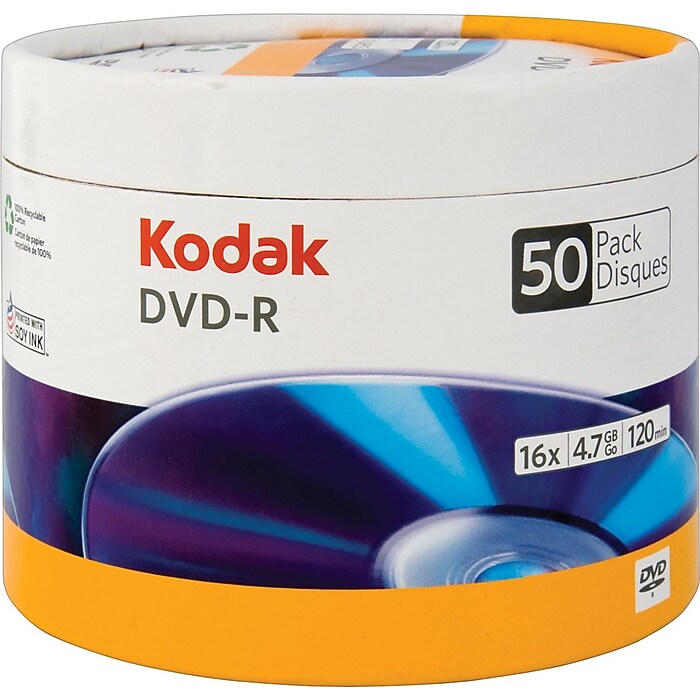 Kodak 50/Pack 4.7GB DVD-R, Eco Paper Spindle | Staples