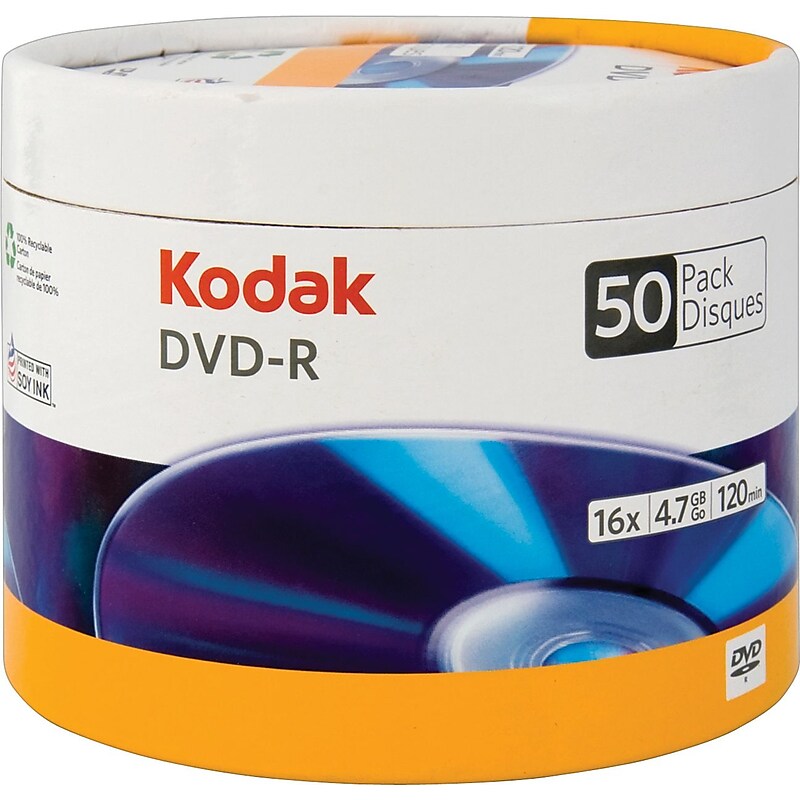 Kodak 50/Pack 4.7GB DVD-R, Eco Paper Spindle image 1