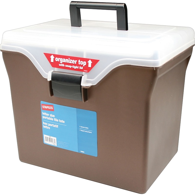 Staples® Handy File Box, Letter Size, Brown w/Clear Lid image 1