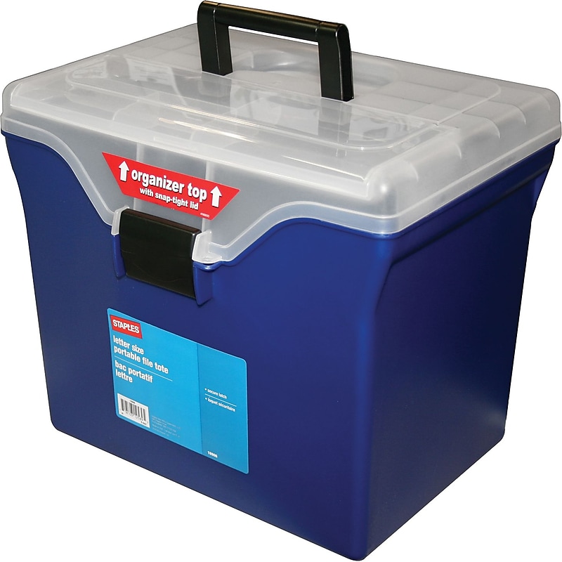 Staples® Handy File Box, Letter Size, Blue w/Clear Lid image 1