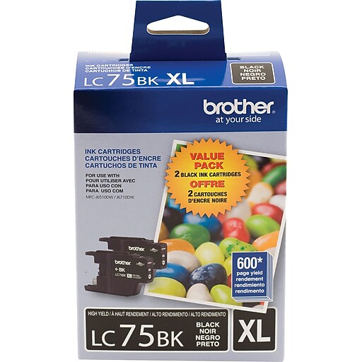 Brother LC752PKS Black High Yield Ink Cartridge, 2/Pack | Staples