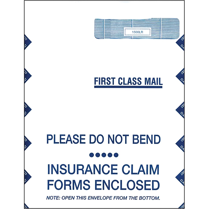 ComplyRight CMS-1500 Self Seal Security Tinted Window Envelope 9" x 12 1/2", White/Blue, 100/Pack (1500LR) image 1