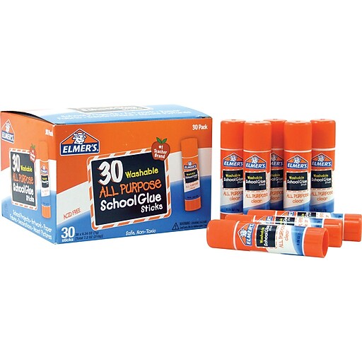 Elmer's All Purpose School Glue Sticks, Washable, 30 Pack Staples