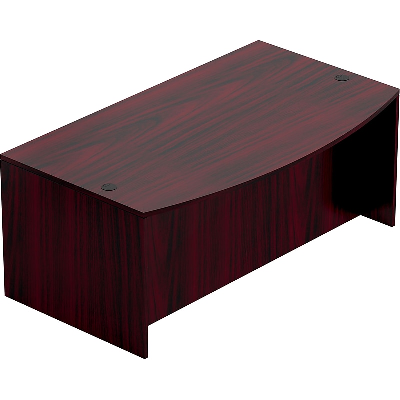 Offices To Go Superior Laminate Desking Bow-Front Desk Shell, American Mahogany, 29 1/2"Hx71"Wx42"D image 1