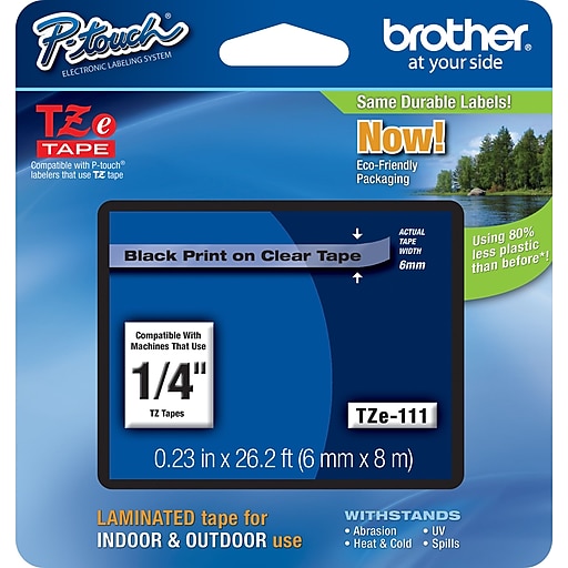 1PK TZ111 TZe 111 Black on Clear Label Tape For Brother P-Touch PT-1010NB 1/4"
