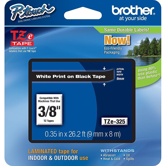 Brother P-touch TZe-325 Laminated Label Maker Tape, 3/8