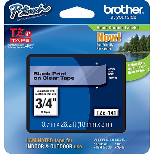 TZ Label Tape 18mm 6PK Set 3/4" Black letter For Brother P-Touch Laminated TZe 