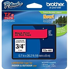 Brother P-touch TZe-441 Laminated Label Maker Tape, 3/4
