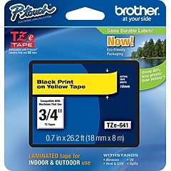 Brother P-touch TZe-641 Laminated Label Maker Tape, 3/4