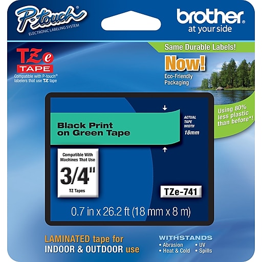 10PK Fits Brother P-Touch TZ-741 TZe-741 Black on Green Label Tape 0.7" 18mm 