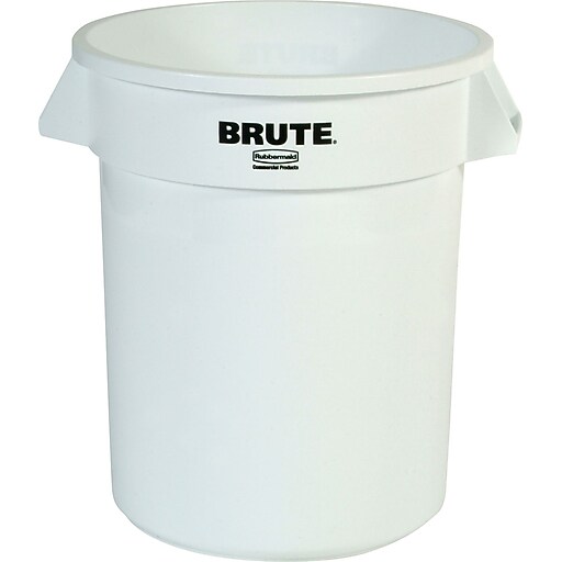 Rubbermaid Brute Plastic Trash Can with no Lid, White, 20 gal
