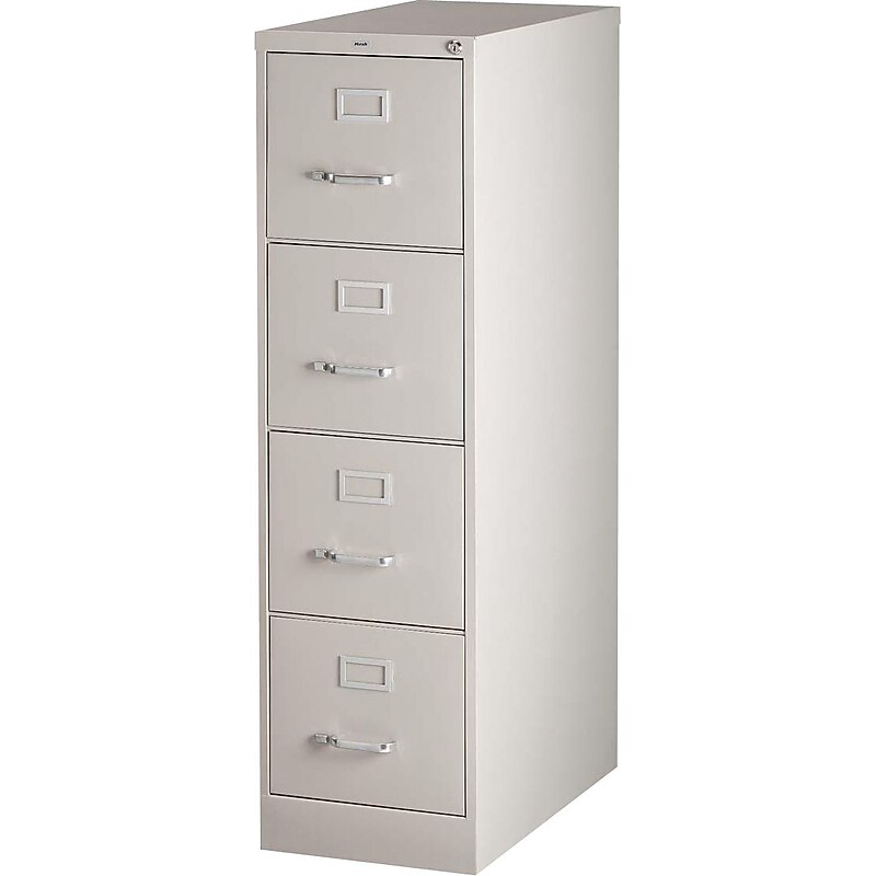 Lorell 4-Drawer Vertical File with Lock, Putty, 52"H x 15"W x 26 1/2"D (LLR60193) image 1