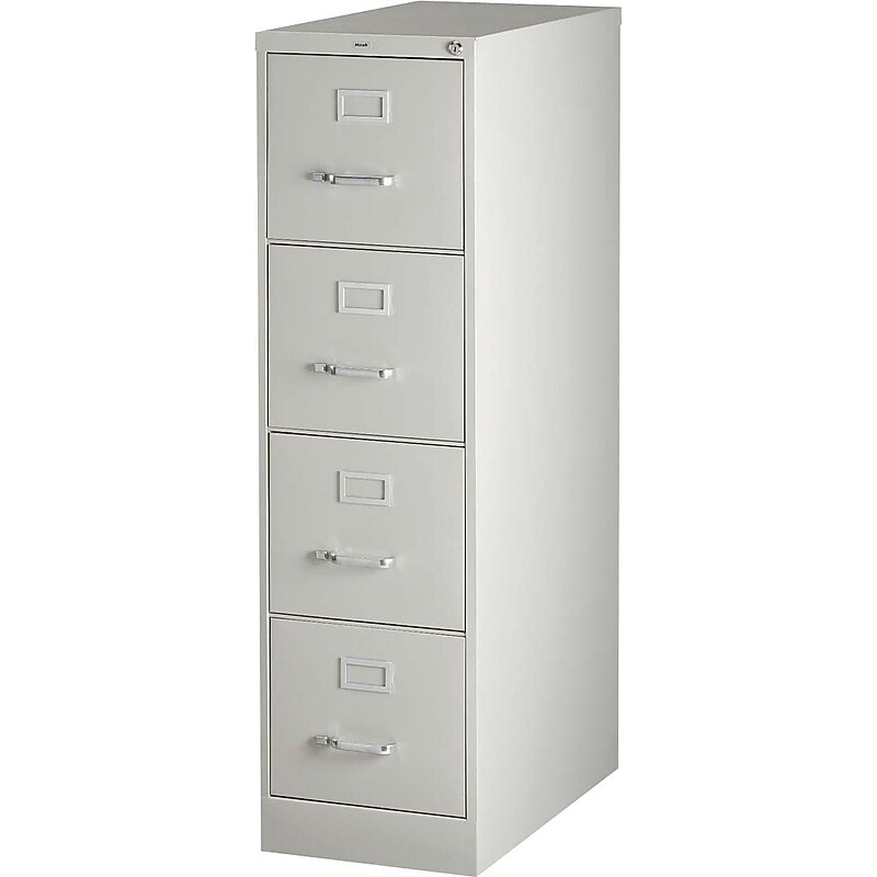 Lorell 4-Drawer Vertical File with Lock, Light Gray, 52"H x 15"W x 26 1/2"D (LLR60192) image 1