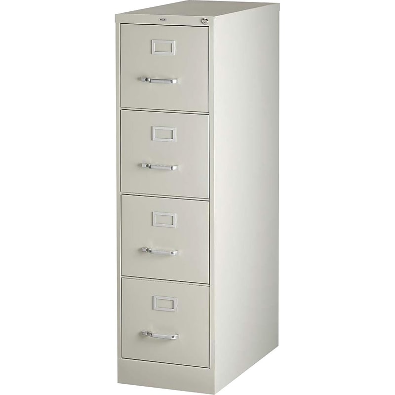 Lorell 4-Drawer Vertical File with Lock, Putty, 52"H x 15"W x 25"D (LLR60652) image 1