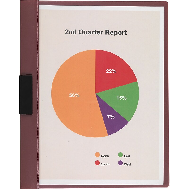 Staples Poly Slide Locking Report Cover, Letter Size, Maroon with Transparent Front, 5/Pack (20591) image 1