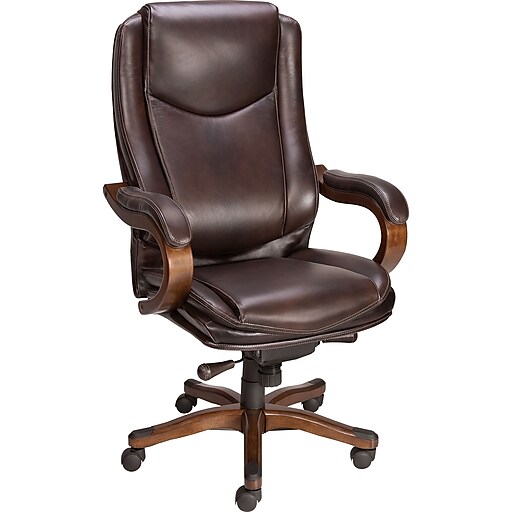 Staples Eastcott Top Grain Leather Mid Back Executive Chair Brown At Staples